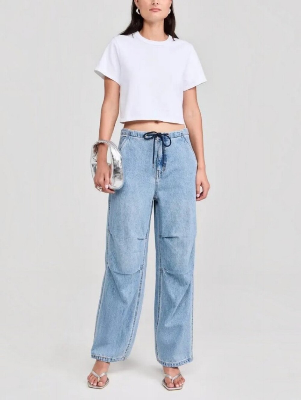 Daze Denim Jetset Jogger Drawstring Oversized Barrel Leg Hybrid Pants Jeans 28